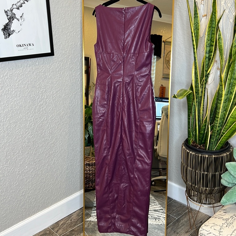 HOUSE OF CB 'Sahara' Merlot Vegan Leather Maxi Dress NWT - Picture 12 of 14